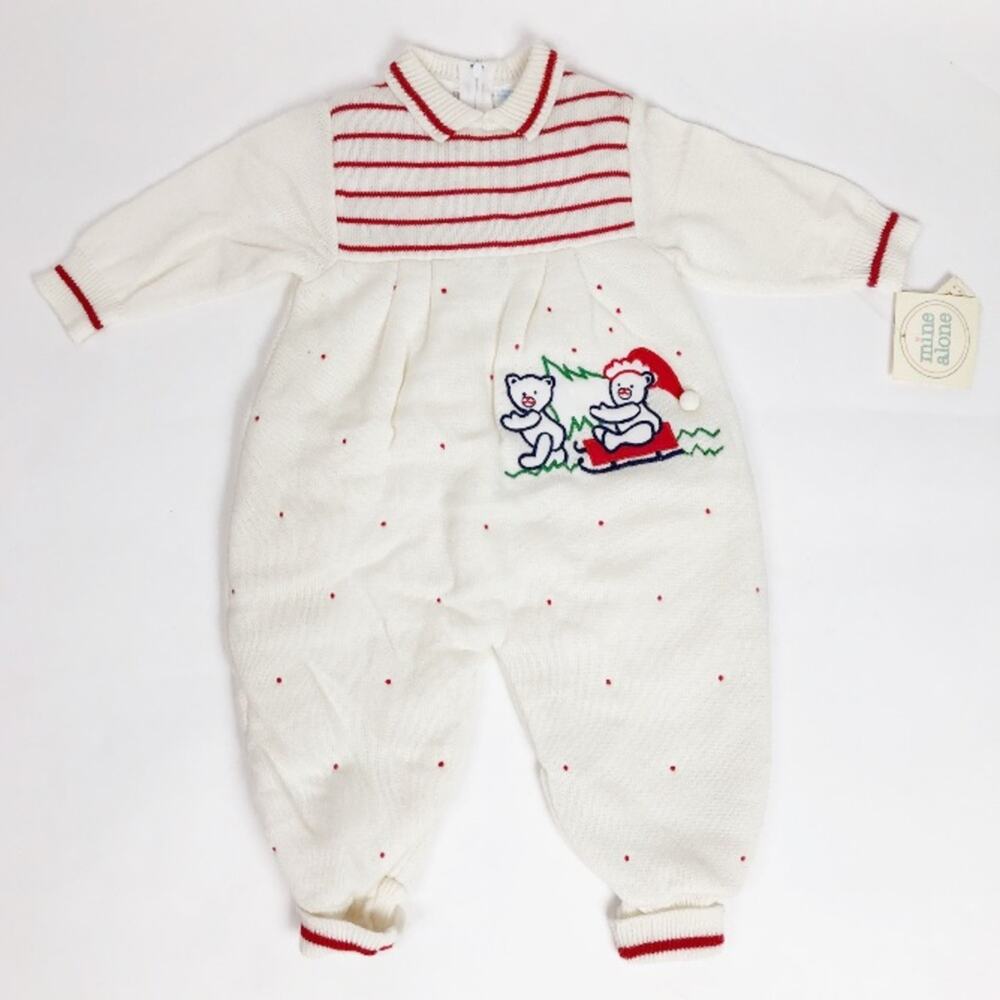 Vintage Mine Alone Sweater Knit One Piece Baby Footsie